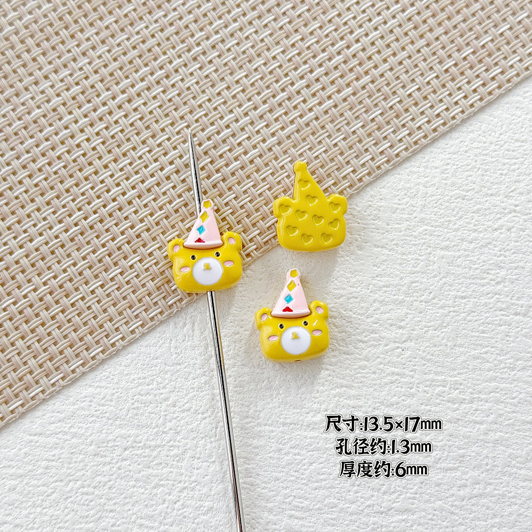 Dolphin and Birthday Bear Metal Beads 15 17mm Painted Alloy 10pcs 18