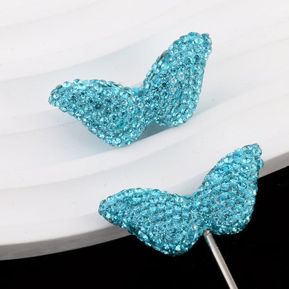 Polymer Clay Wing Rhinestone Beads 37mm Full Rhinestone Pave 6pcs 8