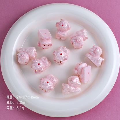 Plating Lovely Furry Puppy Resin Beads 24mm Glossy Pastel Colors 10pcs 9