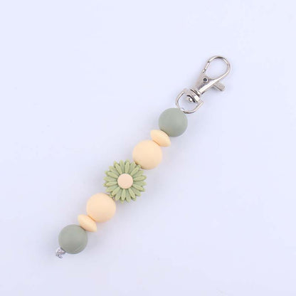 Silicone Beaded Bracelet Daisy Keychain Pastel Floral Design 11