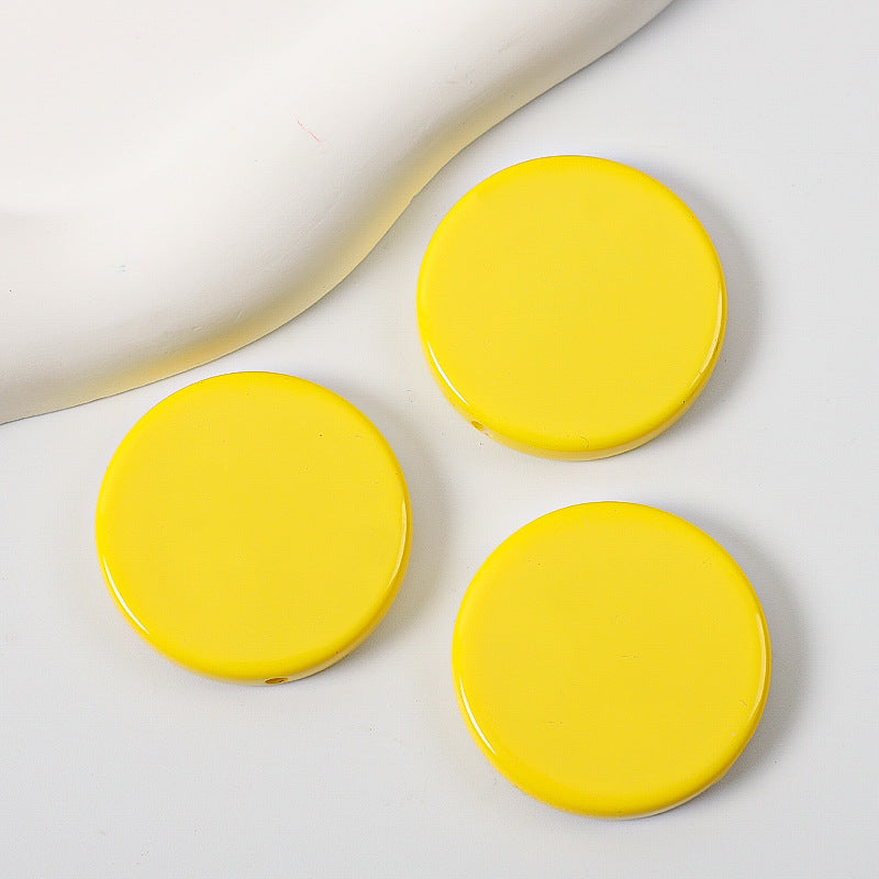 Glossy Painted Disc Acrylic Beads 32mm Colorful Mixed 50pcs 10