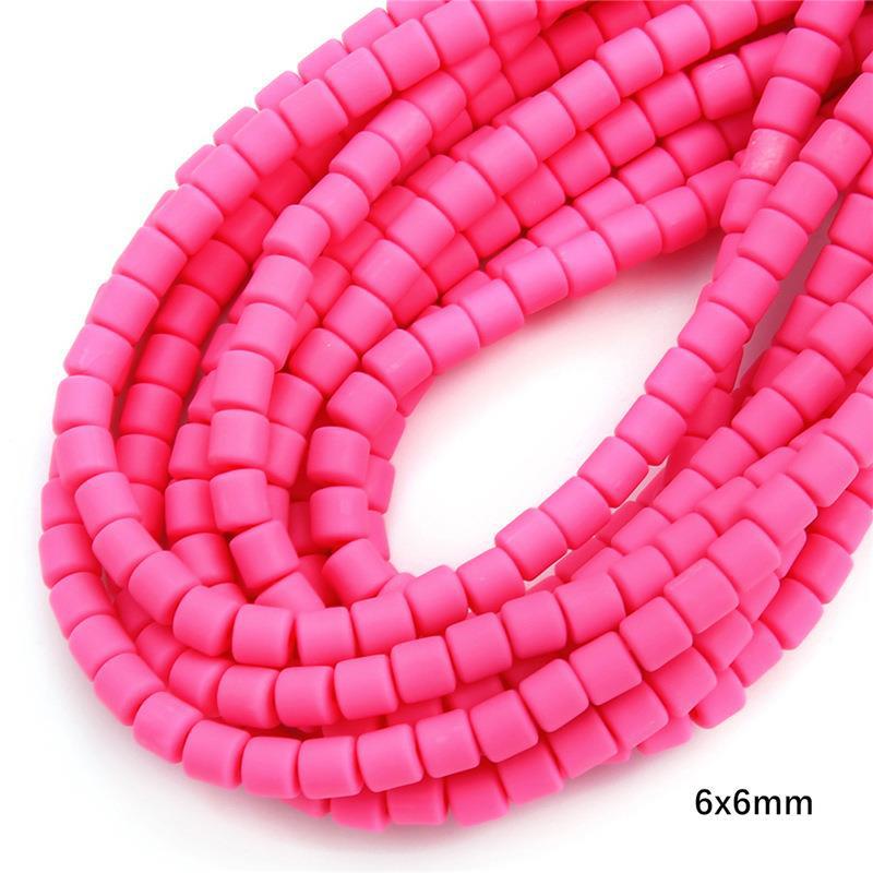Cylindrical Clay Beads 6mm Colorful Polymer 62pcs 13
