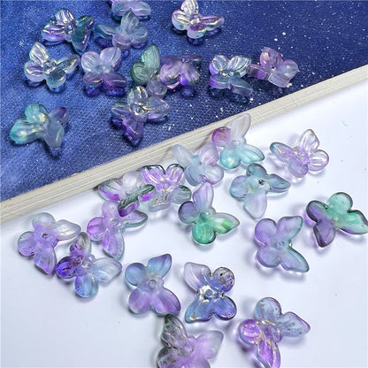 Czech Glass Beads Butterfly 11mm Translucent Purple Blue Pink 50pcs 16
