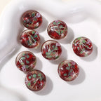 Lampwork Glass Beads Round 20mm Vintage Hand Painted Flower Pattern 10pcs 4