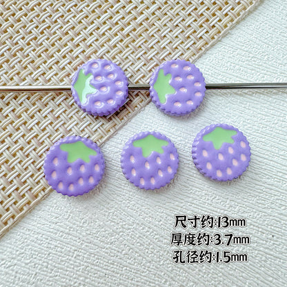 Strawberry Biscuit Metal Beads 13mm Painted Enamel 10pcs 7