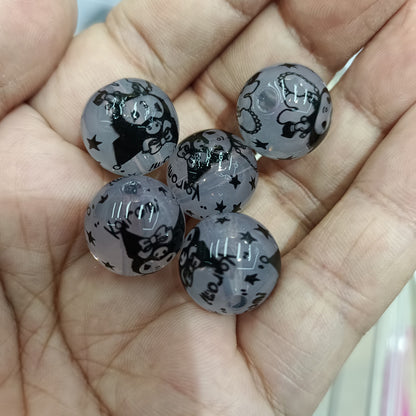 Transparent Round Acrylic Beads 16mm Jelly Color Sanrio Printed 100pcs 6