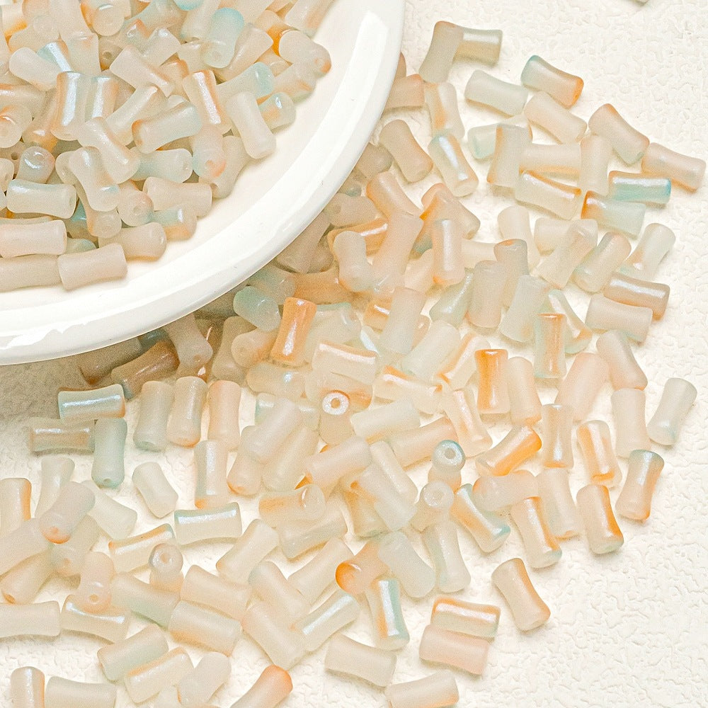 Bamboo Frosted Glass Beads 6x12mm Pastel Matte Finish 50pcs 8