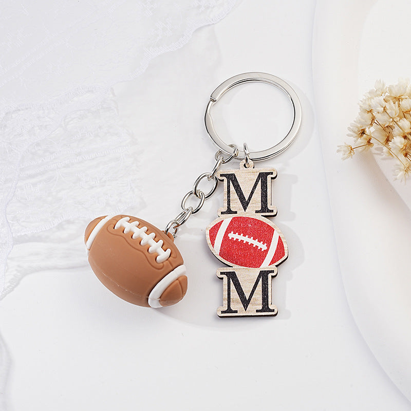 Acrylic Rugby Ball Keychain Sports Fan Design 8.7x5.8cm 4