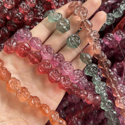 Czech Glass Beads Rose 12mm Soft Pastel Floral Design 100pcs 4