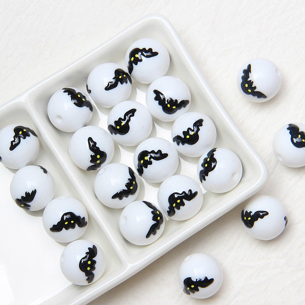 Hand-Painted Halloween Pumpkin Ghost Acrylic Beads 16mm 13