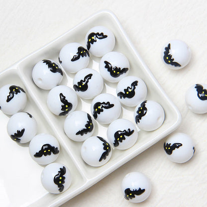 Hand-Painted Halloween Pumpkin Ghost Acrylic Beads 16mm 13