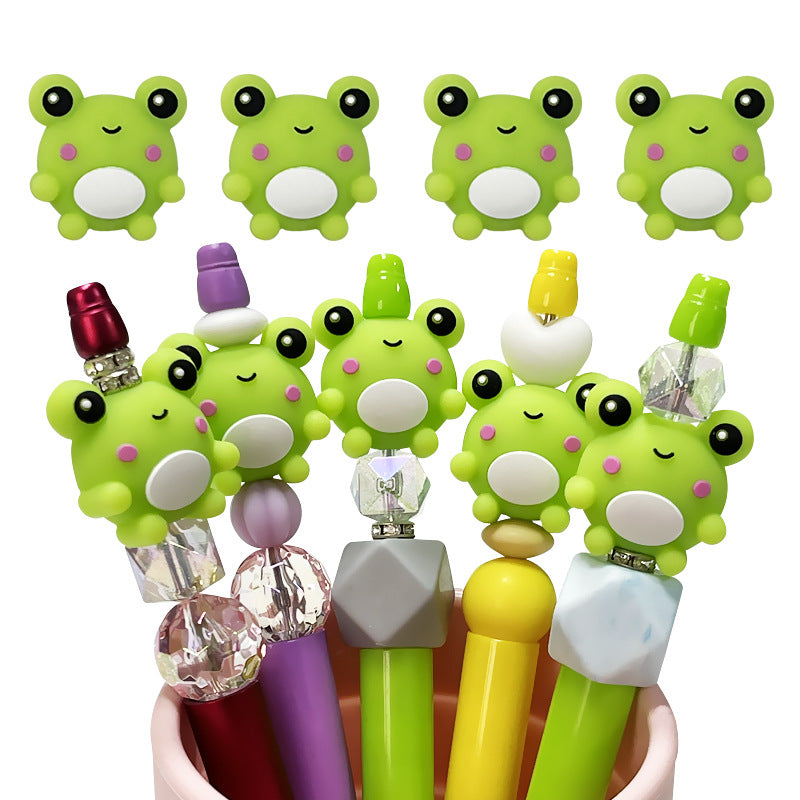 Silicone 3D Focal Beads Frog Smiling Front Facing 20pcs 2