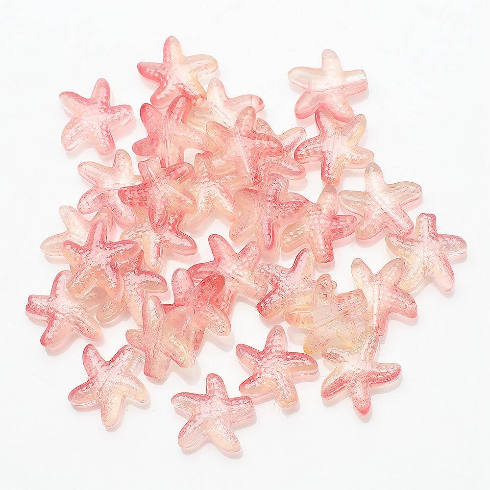 Electroplated Starfish Glass Beads 13-14mm Transparent 30pcs 25