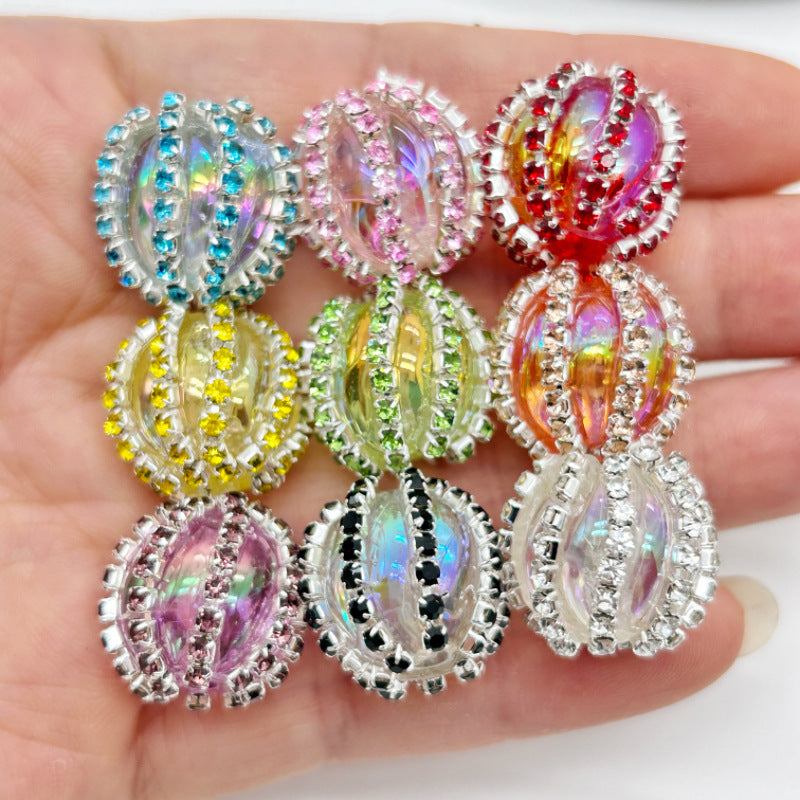 Wavy Bubblegum Rhinestone Beads 18mm Acrylic Halloween Faces 10pcs 4