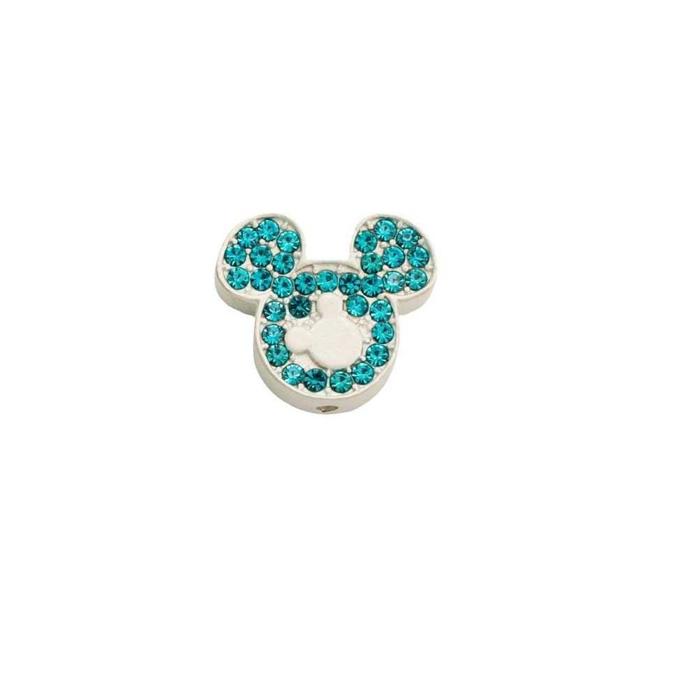 Double Sided Mickey Head Rhinestone Beads 11x16mm Zinc Alloy 10pcs 5