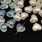 Pearl Faceted Heart Acrylic Beads 19mm Iridescent Plating 20pcs 2