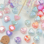 Milky Candy Heart Acrylic Flat Beads 14mm Double Layer 10pcs 3
