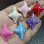 UV Plating Cross Shaped Star Acrylic Beads 25mm Glossy Colorful 100pcs