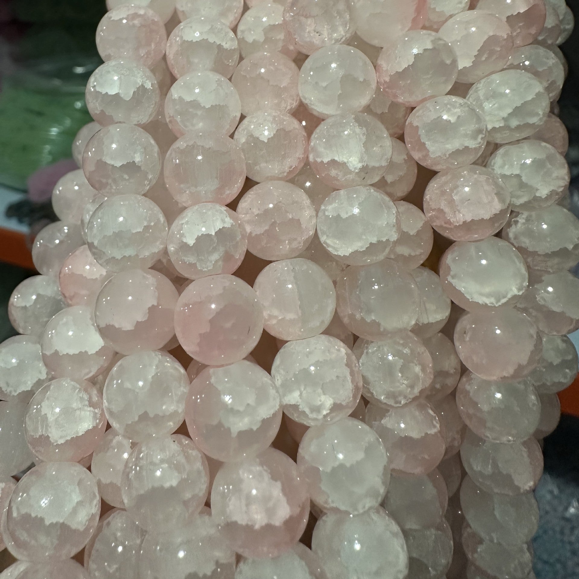 Crackle Round Glass Beads 12mm Pastel Shimmer 10 Strands 8