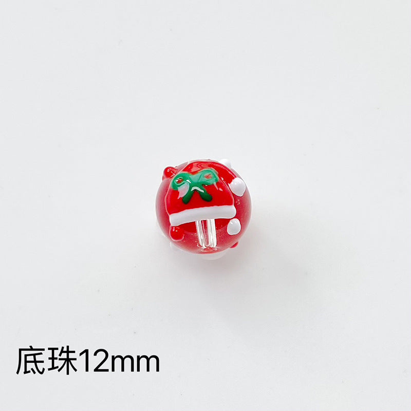 Hand Painted Christmas Enamel Glass Beads 12mm 14mm 1pc 11