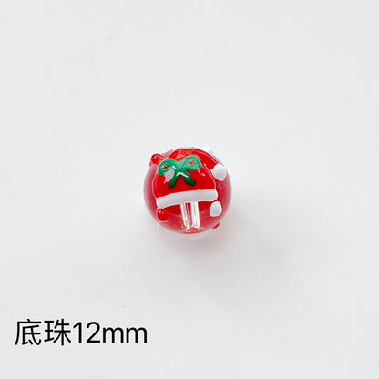 Hand Painted Christmas Enamel Glass Beads 12mm 14mm 1pc 11