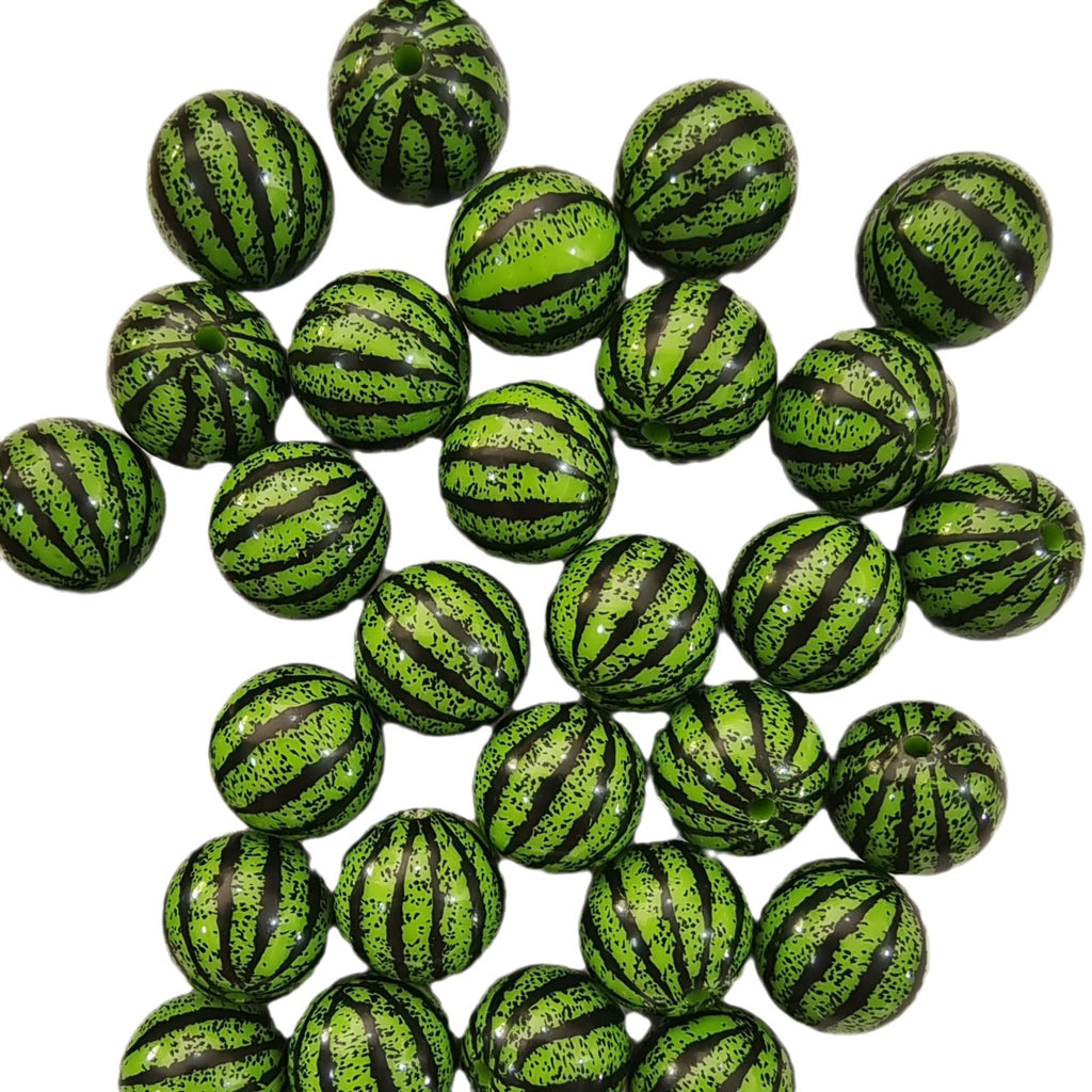 Printed Bubblegum Beads 20mm Watermelon Round Acrylic 5pcs 4