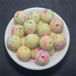 Hand Painted Acrylic Beads 16mm Inkjet Splatter Pink Glossy 100pcs 15