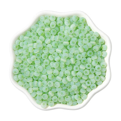 Cat Eye Jade Ice Seed Glass Beads 4mm Soft Pastel Translucent 150pcs 13
