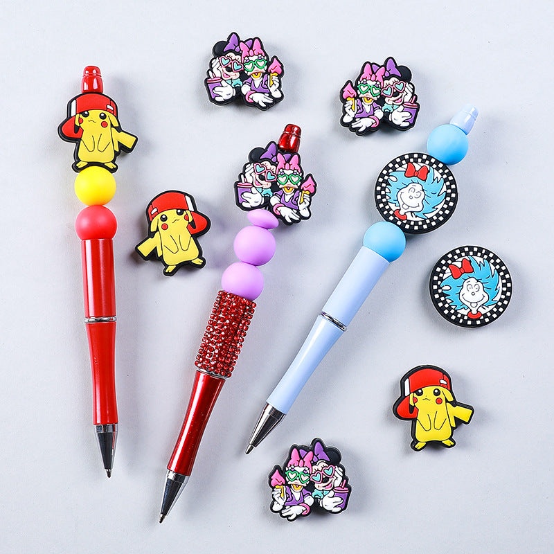 Silicone Focal Beads Dr Seuss Pikachu Character Red Sun Hat 20pcs 3