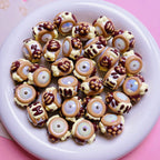 Hand-Painted Cake Acrylic Beads 16mm Glossy Brown Swirls 5pcs 3