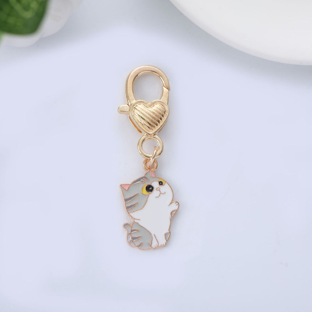 Metal Cat Keychain Enamel Colorful Gold Clasp Charm 6