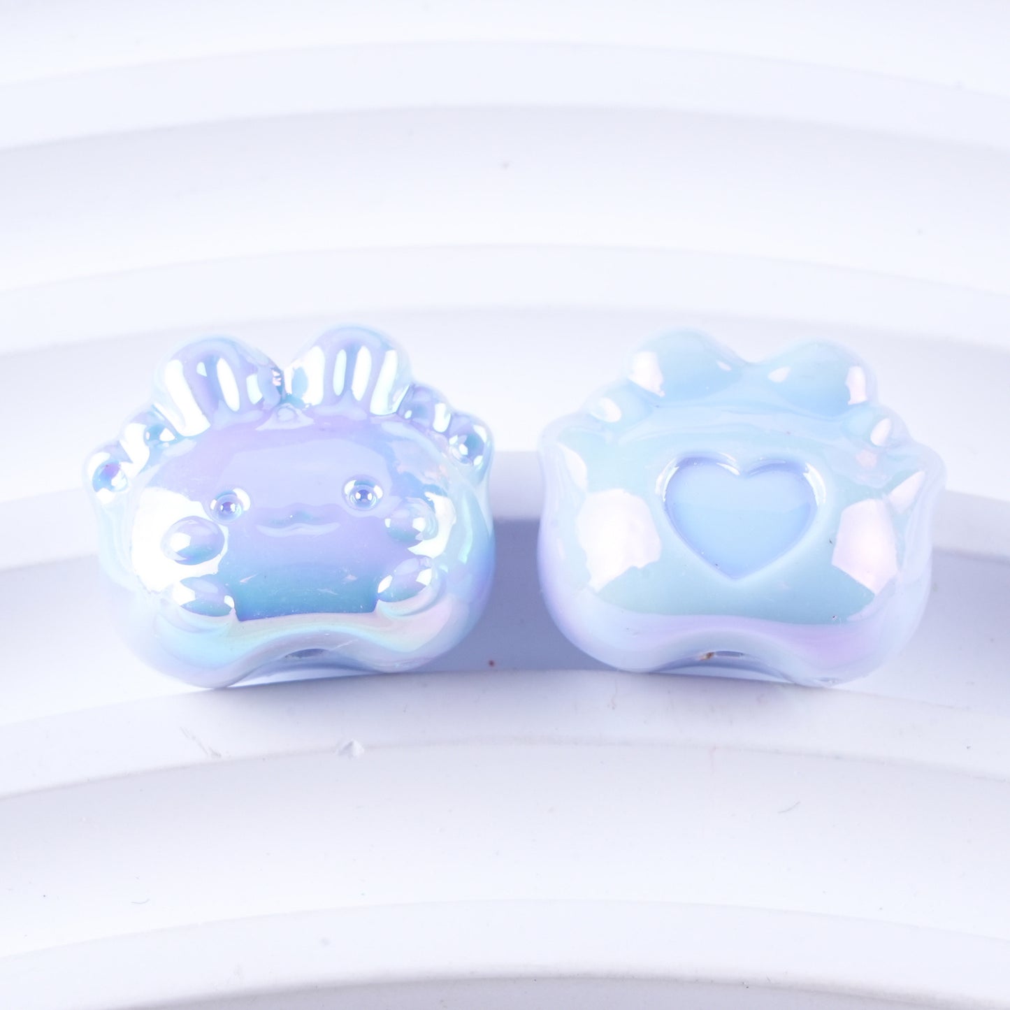 Plated Small Rabbit Acrylic Beads 17mm UV Iridescent Finish 50pcs 8