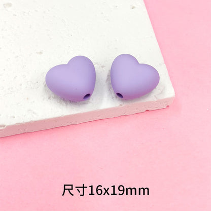 Rubberized Spray Painted Heart Acrylic Beads 16x19mm Macaron Color 50pcs 12