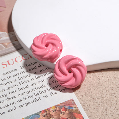 Painted Cookie Acrylic Beads 20x17x9mm Solid Color Glossy Swirl 30pcs 8