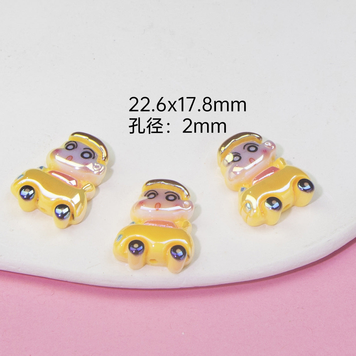 Plating Resin Beads Cartoon Character Glossy Pastel Colors 10pcs 10