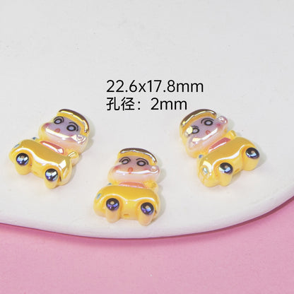 Plating Resin Beads Cartoon Character Glossy Pastel Colors 10pcs 10