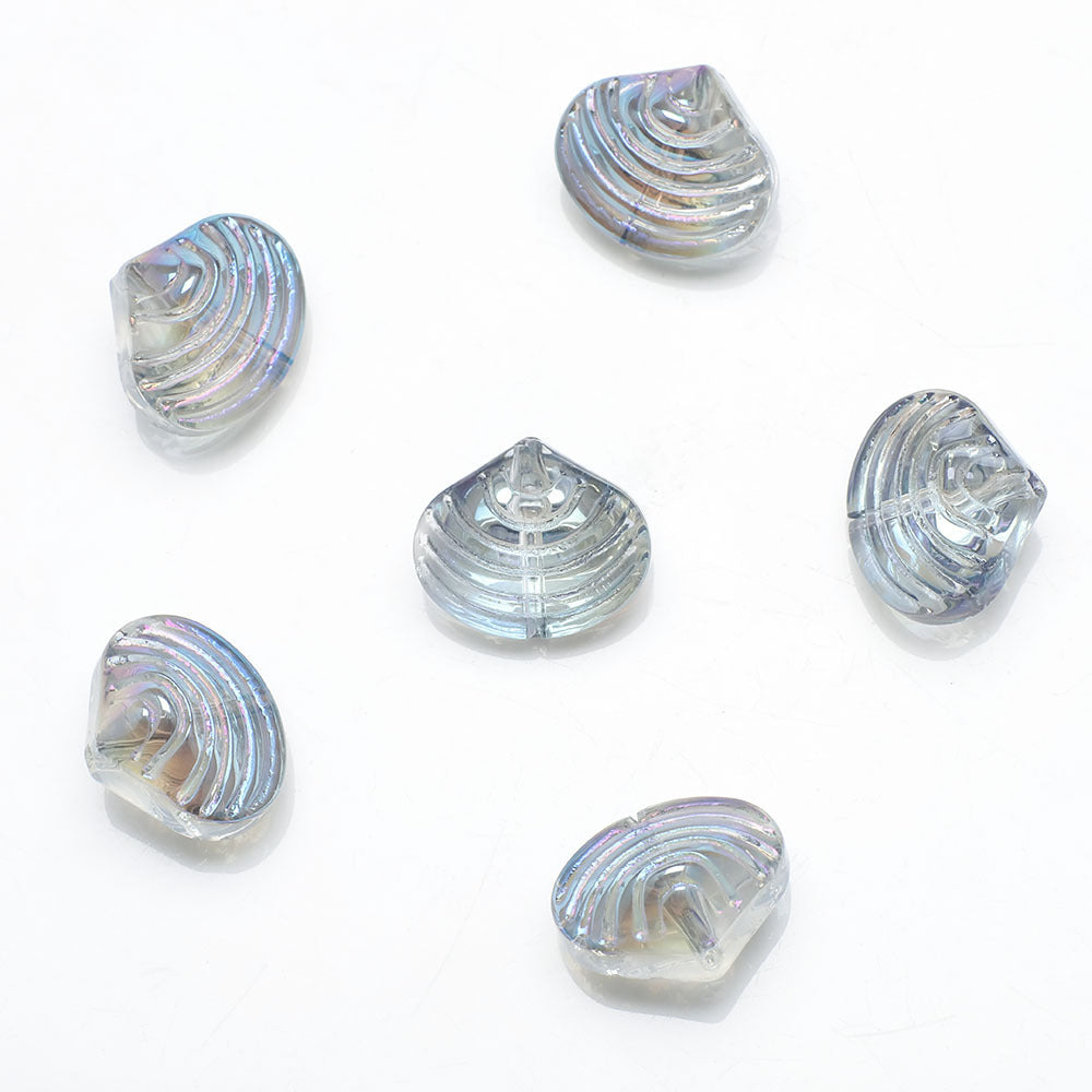 Electroplated Spiral Shell Glass Beads 14mm Iridescent Colors 30pcs 20