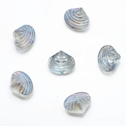 Electroplated Spiral Shell Glass Beads 14mm Iridescent Colors 30pcs 20