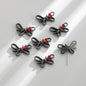 Jewelled Bow Rhinestone Beads 22mm Alloy Decorative 10pcs 12