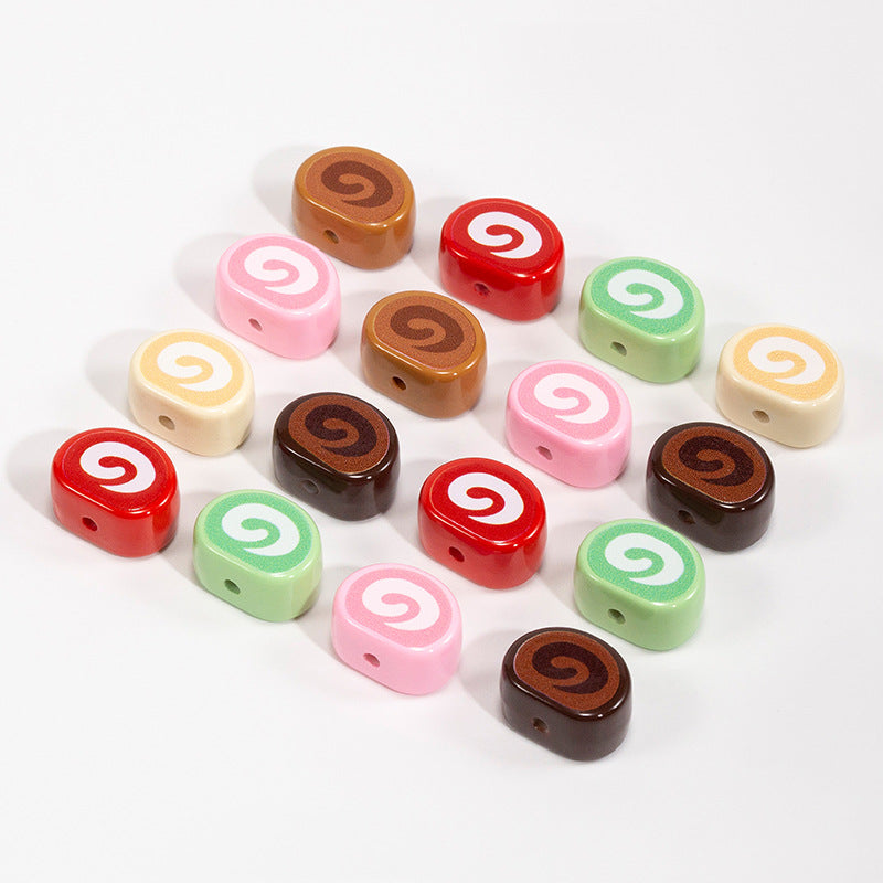 Painted Swiss Roll Acrylic Beads 15x20mm Colorful Glossy Swirl 10pcs 4