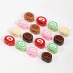 Painted Swiss Roll Acrylic Beads 15x20mm Colorful Glossy Swirl 10pcs 4