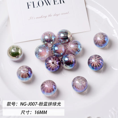 Glitter Fireworks Resin Beads 16mm Round Multicolor 10pcs 12
