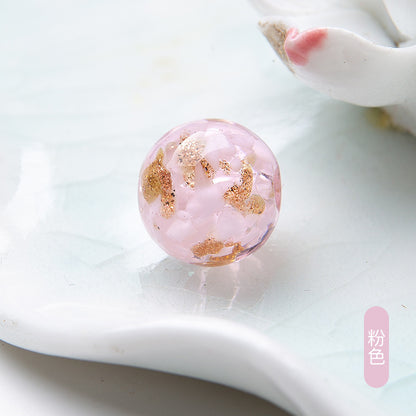 Lampwork Glass Beads Round 10mm 12mm Colorful Gold Foil 50pcs 7