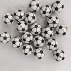 Sports Bubblegum Beads 20mm Football Pattern Acrylic 10pcs