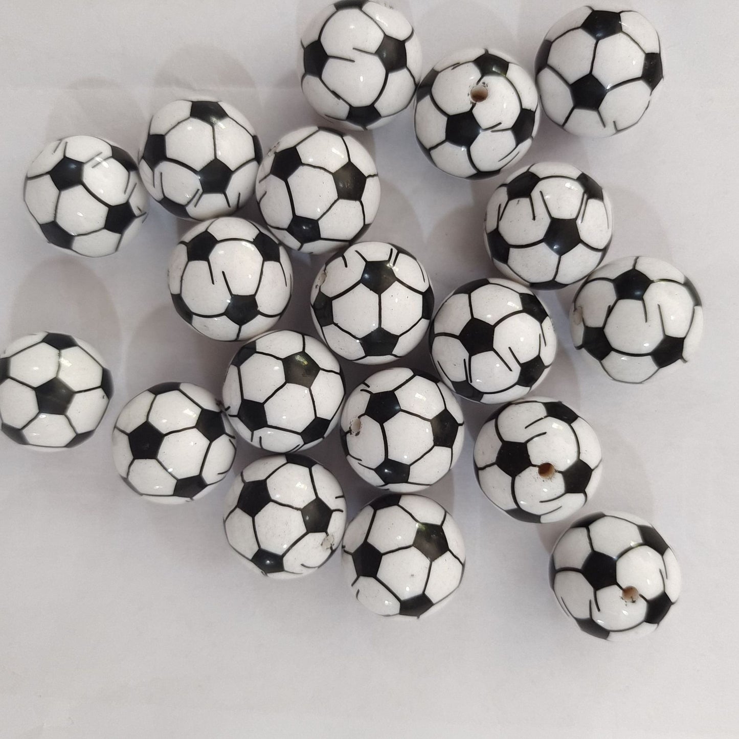 Sports Bubblegum Beads 20mm Football Pattern Acrylic 10pcs