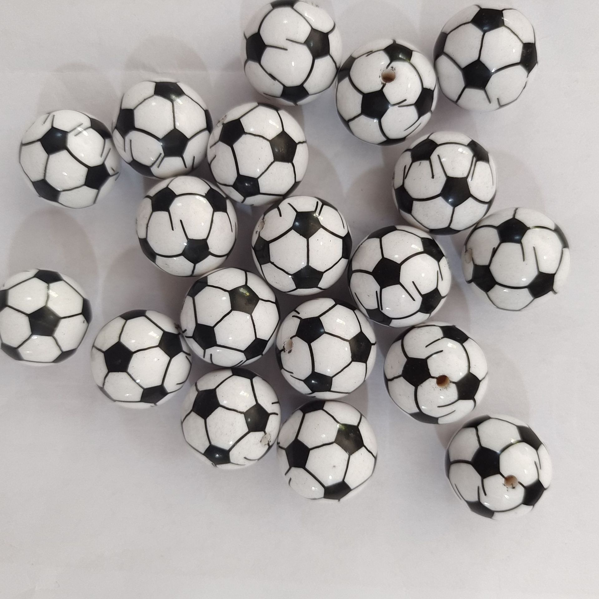 Sports Bubblegum Beads 20mm Football Pattern Acrylic 10pcs