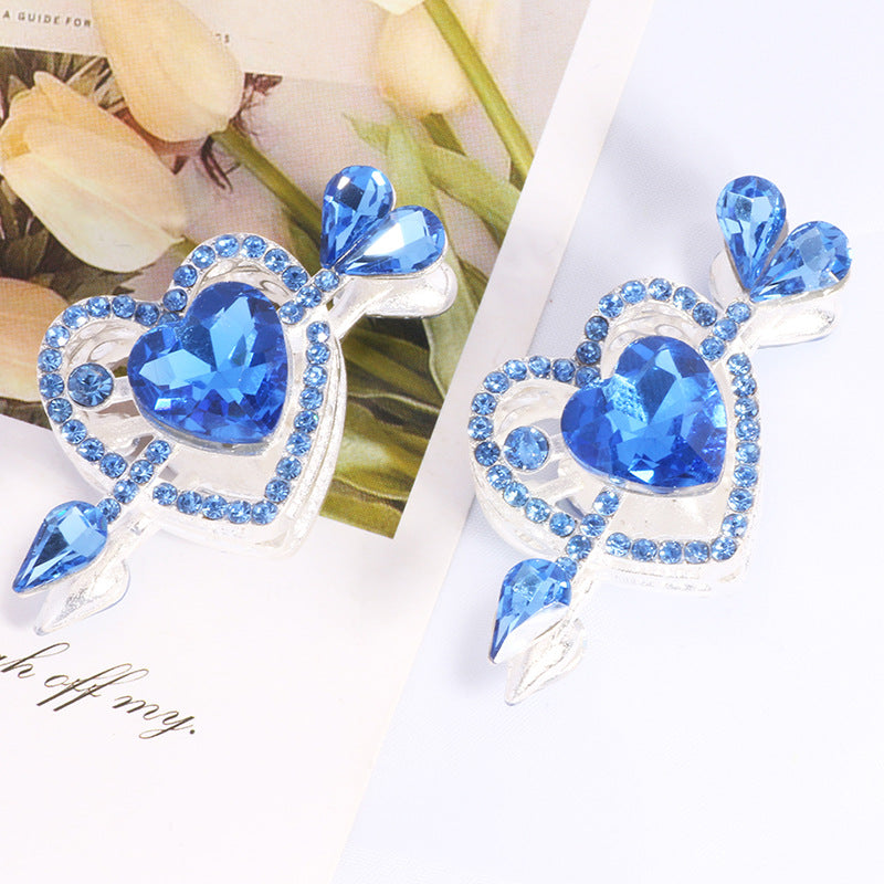 Cupid's Heart Alloy Rhinestone Full Heart Arrow Focal Beads 2pcs 8