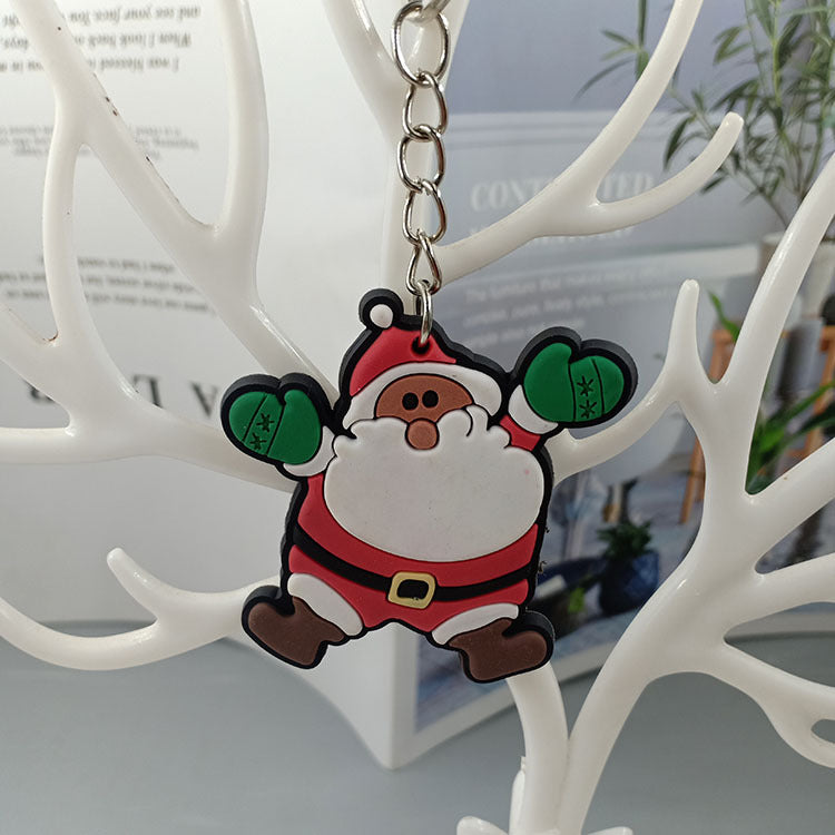 Cartoon Christmas Silicone Keychain Santa Claus Holiday Characters 13