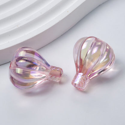 High Transparency UV Plating Hot Air Balloon Acrylic Beads 25-30mm 10pcs 3