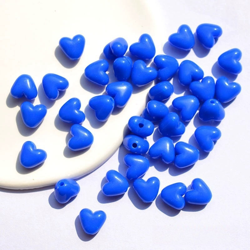 Glow Puffy Heart Acrylic Beads 11mm Colorful Glow in Dark 50pcs 6